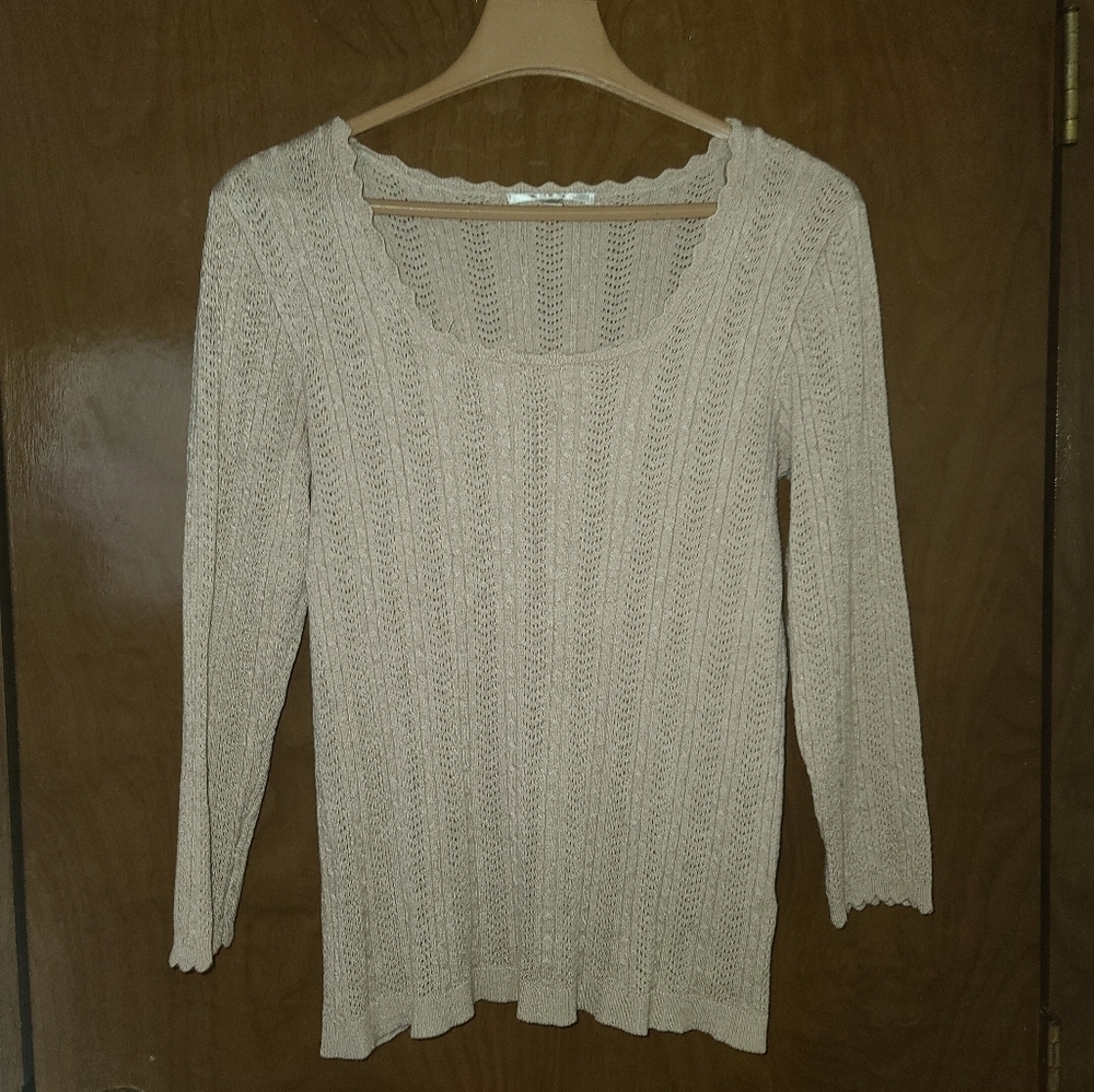 Cyrus airy loose weave tan medium sweater
